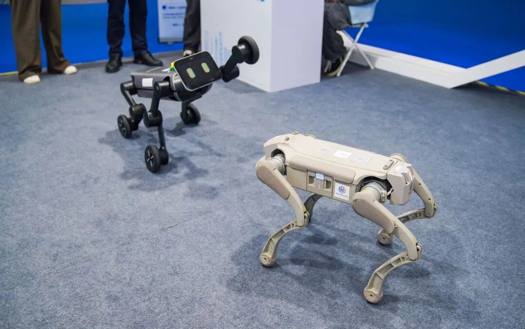 Quadruped robots at technology exhibition
